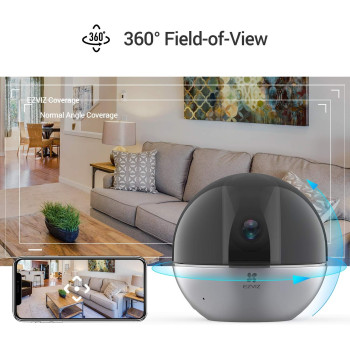 Ezviz C6W 4Mp Wifi Smart Home Indoor Security Camera Auto-Zoom Montion Tracking Human Detection 360 Degree Night Vision Privacy Shutter Two-Way Talk Instant Alarm With App Control Works With Alexa
