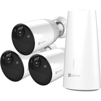 Ezviz BC1 3-Cam Kit Security Camera Outdoor Wireless, 365 Days Battery Life, Waterproof, Colour Night Vision, PIR Motion Detection, Two-way Audio, Cloud/SD Storage Option, Compatible with Solar Panel