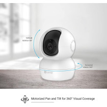 Ezviz TY2 Advanced Security CCTV Camera with 360 View Motion Detection - 2 Way Audio, 10m Night Vision Indoor Security Camera with Instant Alert - Compatible with Amazon Alexa, Google Assistant