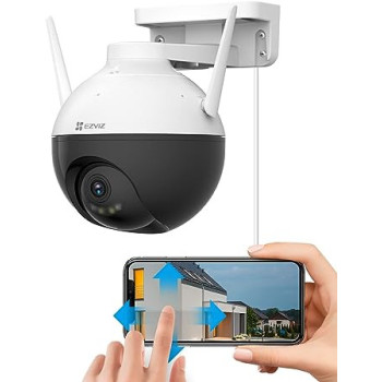 Ezviz Security Camera Outdoor, 4MP WiFi Camera Pan/Tilt, 360 Visual Coverage, IP65 Waterproof, Color Night Vision, AI-Powered Person Detection, Two-Way Talk, Support MicroSD Card up to 256GB, C8W