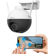 Ezviz Security Camera Outdoor, 4MP WiFi Camera Pan/Tilt, 360 Visual Coverage, IP65 Waterproof, Color Night Vision, AI-Powered Person Detection, Two-Way Talk, Support MicroSD Card up to 256GB, C8W