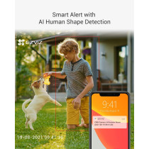 Ezviz Security Camera Outdoor, 4MP WiFi Camera Pan/Tilt, 360 Visual Coverage, IP65 Waterproof, Color Night Vision, AI-Powered Person Detection, Two-Way Talk, Support MicroSD Card up to 256GB, C8W