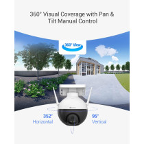 Ezviz Security Camera Outdoor, 4MP WiFi Camera Pan/Tilt, 360 Visual Coverage, IP65 Waterproof, Color Night Vision, AI-Powered Person Detection, Two-Way Talk, Support MicroSD Card up to 256GB, C8W