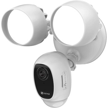 Ezviz LC1C-Floodlight Cam - WiFi Smart Home Security Camera White - Wired - Led lights - Two way talk - Full HD live video - Outdoor - Motion Detection - Night Vision