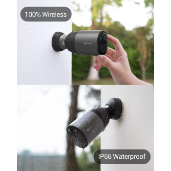Ezviz BC1C 2MP KIT Security Camera Outdoor Wireless, Large Rechargable Battery, Free 32 GB Local Storage, PIR Motion Detection, Two-way Talk, Colour Night Vision, Waterproof, H.265(BC1C 2MP KIT)