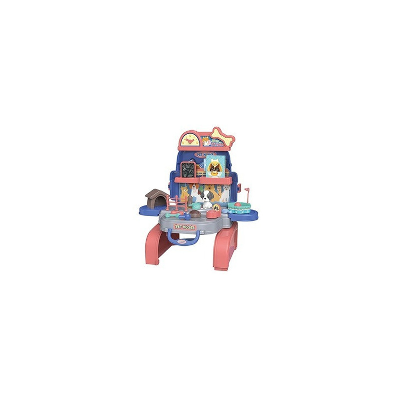 Little Story Role Play Animal Care/Pet House Toy Set School Bag (26 Pcs) - Blue, 3-In-1 Mode For 3Years+, Unisex