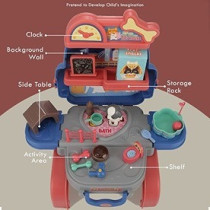 Little Story Role Play Animal Care/Pet House Toy Set School Bag (26 Pcs) - Blue, 3-In-1 Mode For 3Years+, Unisex