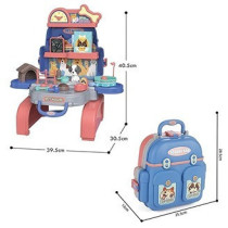 Little Story Role Play Animal Care/Pet House Toy Set School Bag (26 Pcs) - Blue, 3-In-1 Mode For 3Years+, Unisex