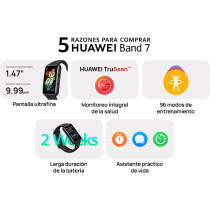 Huawei Band 7 Smartwatch Health and Fitness Tracker, Slim bezel less screen, 2 week battery life, 55029048, Small, Wilderness Green