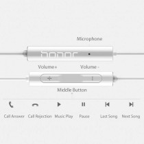 HUAWEI Original Honor Earphone AM115 Wired Half In-ear Headset 3.5mm Jack With Microphone Volume Control For Huawei P10 P20 Lite Mobile Phones Tablet Computer
