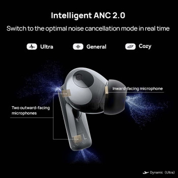 Huawei FreeBuds Pro 2, Dual Speaker True sound, Pure Voice, Intelligent ANC 2.0, HWA and Hi Res Audio Wireless Certified, Silver Blue, 55035843, Huawei Freebuds Pro2