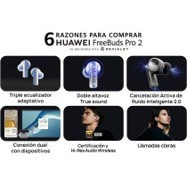 Huawei FreeBuds Pro 2, Dual Speaker True sound, Pure Voice, Intelligent ANC 2.0, HWA and Hi Res Audio Wireless Certified, Silver Blue, 55035843, Huawei Freebuds Pro2