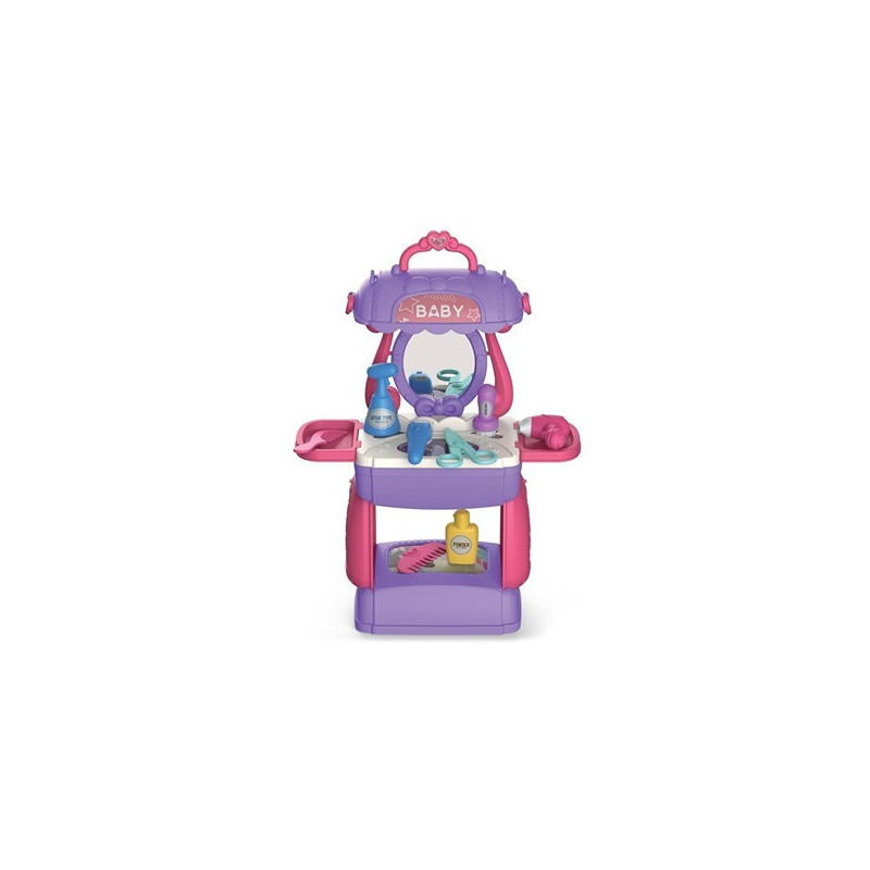 Little Story Role Play Beautician/Salon/Beauty Parlor Toy Set Satchel (21Pcs) - Purple, 3-In-1 Mode For 3Years+, Unisex (LS_RPST_HSPU)