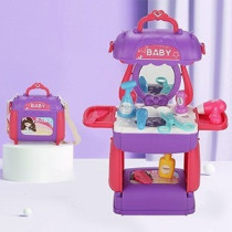 Little Story Role Play Beautician/Salon/Beauty Parlor Toy Set Satchel (21Pcs) - Purple, 3-In-1 Mode For 3Years+, Unisex (LS_RPST_HSPU)