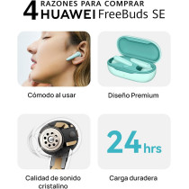 Huawei FreeBuds SE Wireless Semi-In-Ear Bluetooth Earphones, Comfortable Wearing, Premium Design, Crystal Clear Sound Quality, 24 Hours Long-lasting Power, Call Noise Cancellation, Blue
