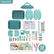 Little Story Role Play Shopkeeper/Supermarket Toy Set Satchel (35 Pcs) - Green, 3-In-1 Mode For 3Years+, Unisex (LS_RPST_MSGR)