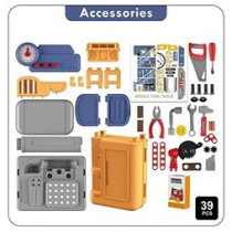 Little Story Role Play Mechanic/Tools Table Toy Set Luggage Case (39 Pcs) - Yellow, 4-In-1 Mode For 3Years+, Unisex (LS_RPLC_TTYE)