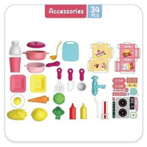Little Story Role Play Chef/Kitchen/Restaurant Toy Set School Bag (34 Pcs) - Pink, 2-In-1 Mode For 3Years+, Unisex (LS_RPSB_KTPI)