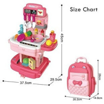 Little Story Role Play Chef/Kitchen/Restaurant Toy Set School Bag (34 Pcs) - Pink, 2-In-1 Mode For 3Years+, Unisex (LS_RPSB_KTPI)