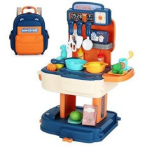 Little Story Role Play Chef/Kitchen/Restaurant Toy Set School Bag (34 Pcs) - Blue, 2-In-1 Mode For 3Years+, Unisex (LS_RPSB_KTBU)