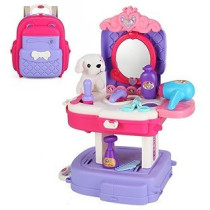 Little Story Role Play Animal Care/Pet House Toy Set School Bag (21 Pcs) - Purple, 2-In-1 Mode For 3Years+, Unisex (LS_RPSB_PCPI)