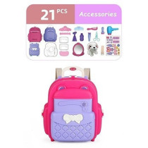 Little Story Role Play Animal Care/Pet House Toy Set School Bag (21 Pcs) - Purple, 2-In-1 Mode For 3Years+, Unisex (LS_RPSB_PCPI)