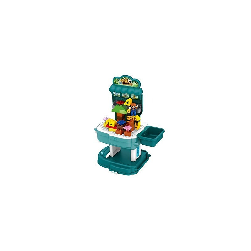 Little Story Role Play Zoological Park With Block Toy Set School Bag (200 Pcs) - Green, 2-In-1 Mode For 3Years+, Unisex (LS_BLSB_ANBU)