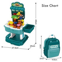 Little Story Role Play Zoological Park With Block Toy Set School Bag (200 Pcs) - Green, 2-In-1 Mode For 3Years+, Unisex (LS_BLSB_ANBU)