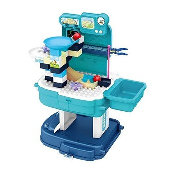 Little Story Role Play Theme Park With Slide And Block Toy Set School Bag (52 Pcs) - Blue, 2-In-1 Mode For 3Years+, Unisex (LS_BLSB_SLIBU)