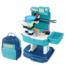 Little Story Role Play Theme Park With Slide And Block Toy Set School Bag (52 Pcs) - Blue, 2-In-1 Mode For 3Years+, Unisex (LS_BLSB_SLIBU)