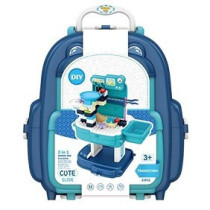 Little Story Role Play Theme Park With Slide And Block Toy Set School Bag (52 Pcs) - Blue, 2-In-1 Mode For 3Years+, Unisex (LS_BLSB_SLIBU)