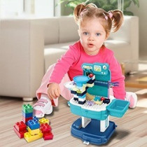Little Story Role Play Theme Park With Slide And Block Toy Set School Bag (52 Pcs) - Blue, 2-In-1 Mode For 3Years+, Unisex (LS_BLSB_SLIBU)