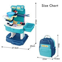 Little Story Role Play Theme Park With Slide And Block Toy Set School Bag (52 Pcs) - Blue, 2-In-1 Mode For 3Years+, Unisex (LS_BLSB_SLIBU)