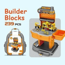 Little Story Role Play Construction Site With Jcb Truck And Block Toy Set School Bag (239 Pcs) - Orange, 2-In-1 Mode For 3Years+, Unisex (LS_BLSB_TRYE)
