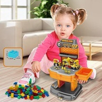 Little Story Role Play Construction Site With Jcb Truck And Block Toy Set School Bag (239 Pcs) - Orange, 2-In-1 Mode For 3Years+, Unisex (LS_BLSB_TRYE)