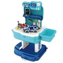 Little Story Role Play Police Station With Police Car And Block Toy Set School Bag (219 Pcs) - Blue, 2-In-1 Mode For 3Years+, Unisex (LS_BLSB_POBU)