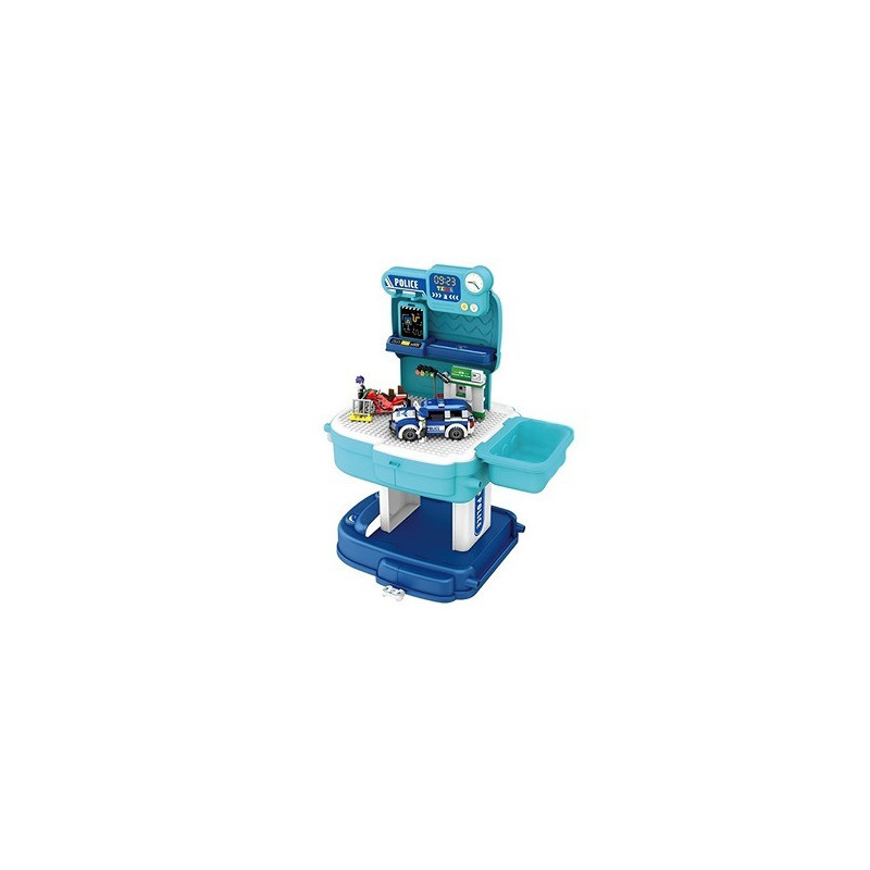 Little Story Role Play Police Station With Police Car And Block Toy Set School Bag (219 Pcs) - Blue, 2-In-1 Mode For 3Years+, Unisex (LS_BLSB_POBU)