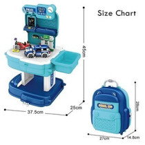Little Story Role Play Police Station With Police Car And Block Toy Set School Bag (219 Pcs) - Blue, 2-In-1 Mode For 3Years+, Unisex (LS_BLSB_POBU)
