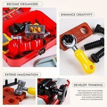 Little Story Role Play Mechanic/Builder Toolbox Backpack (25 Pcs) - Red For 3Years+, Unisex (LS_RPBP_TSRD)