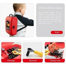 Little Story Role Play Mechanic/Builder Toolbox Backpack (25 Pcs) - Red For 3Years+, Unisex (LS_RPBP_TSRD)