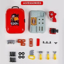 Little Story Role Play Mechanic/Builder Toolbox Backpack (25 Pcs) - Red For 3Years+, Unisex (LS_RPBP_TSRD)