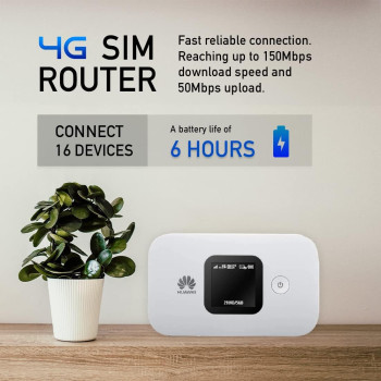 Huawei E5577-4G Low-Cost, Super-Fast Portable Mobile Wi-Fi Hotspot (Genuine UK Warranty Stock) - White