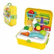 Little Story Role Play Shopkeeper/Supermarket Set Box Backpack 21 Pcs -Yellow For 3Years+, Unisex