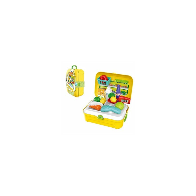 Little Story Role Play Shopkeeper/Supermarket Set Box Backpack 21 Pcs -Yellow For 3Years+, Unisex