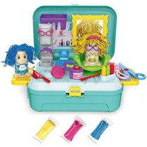 Little Story Role Play Beautician/Make Up Box With Dough Backpack (30 Pcs) - Green For 3Years+, Unisex (LS_RPBP_DOGR)
