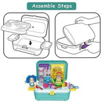 Little Story Role Play Beautician/Make Up Box With Dough Backpack (30 Pcs) - Green For 3Years+, Unisex (LS_RPBP_DOGR)