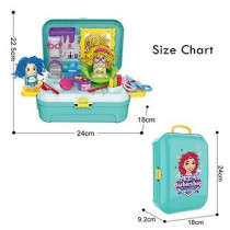 Little Story Role Play Beautician/Make Up Box With Dough Backpack (30 Pcs) - Green For 3Years+, Unisex (LS_RPBP_DOGR)