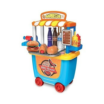 Little Story Role Play BBQ Station/ Food Cart (33 Pcs) - Blue For 3Years+, Unisex (LS_RP_BBQBU)