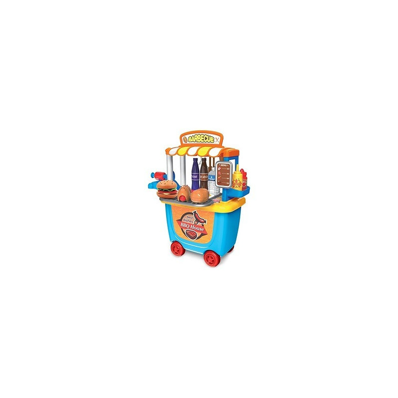 Little Story Role Play BBQ Station/ Food Cart (33 Pcs) - Blue For 3Years+, Unisex (LS_RP_BBQBU)