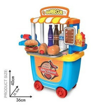 Little Story Role Play BBQ Station/ Food Cart (33 Pcs) - Blue For 3Years+, Unisex (LS_RP_BBQBU)